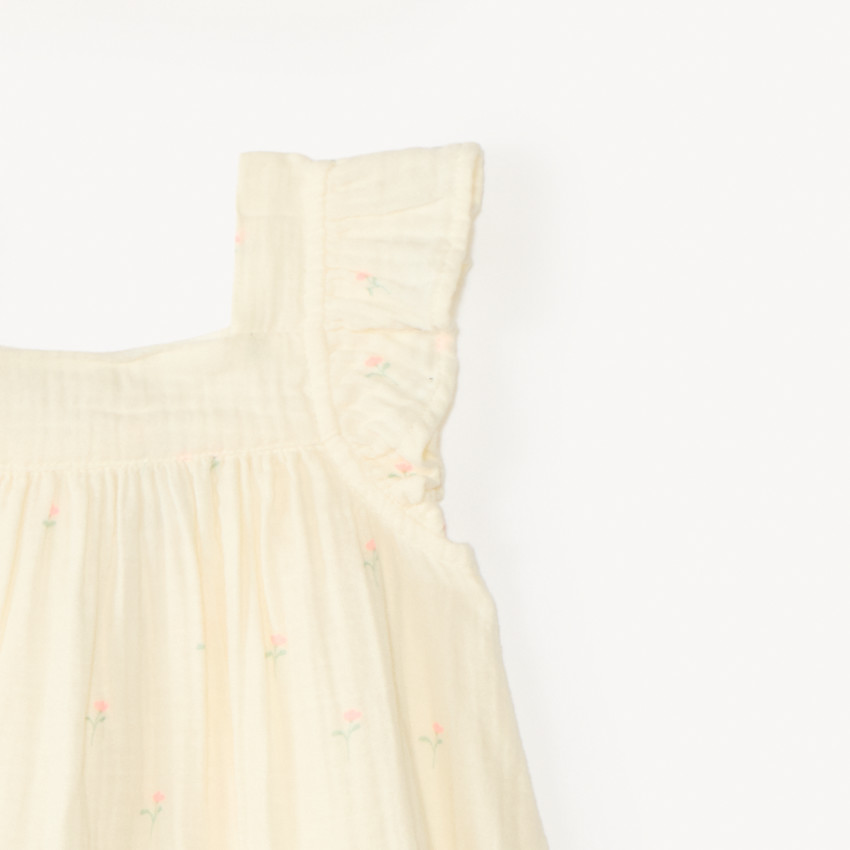 Conjunto de 3 piezas: vestido + bombachos + diadema de gasa de algodón para niña. 