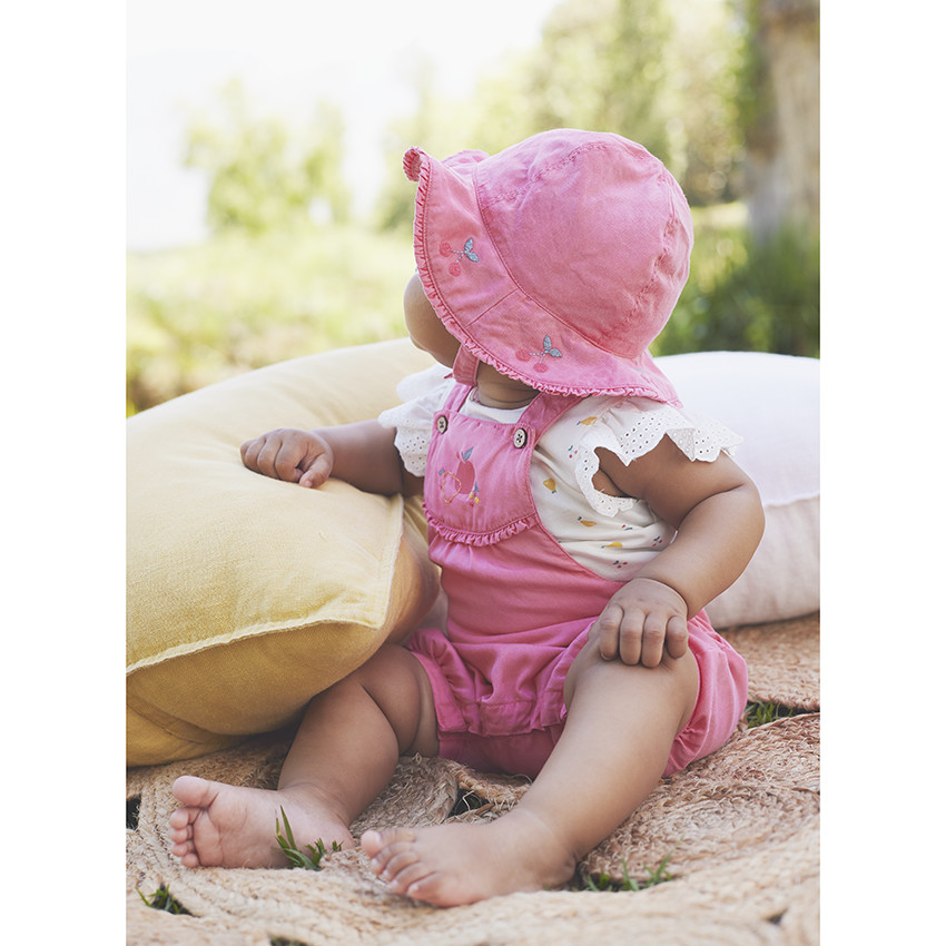 Vestido de popelina con cerezas bordadas para bebé niña 