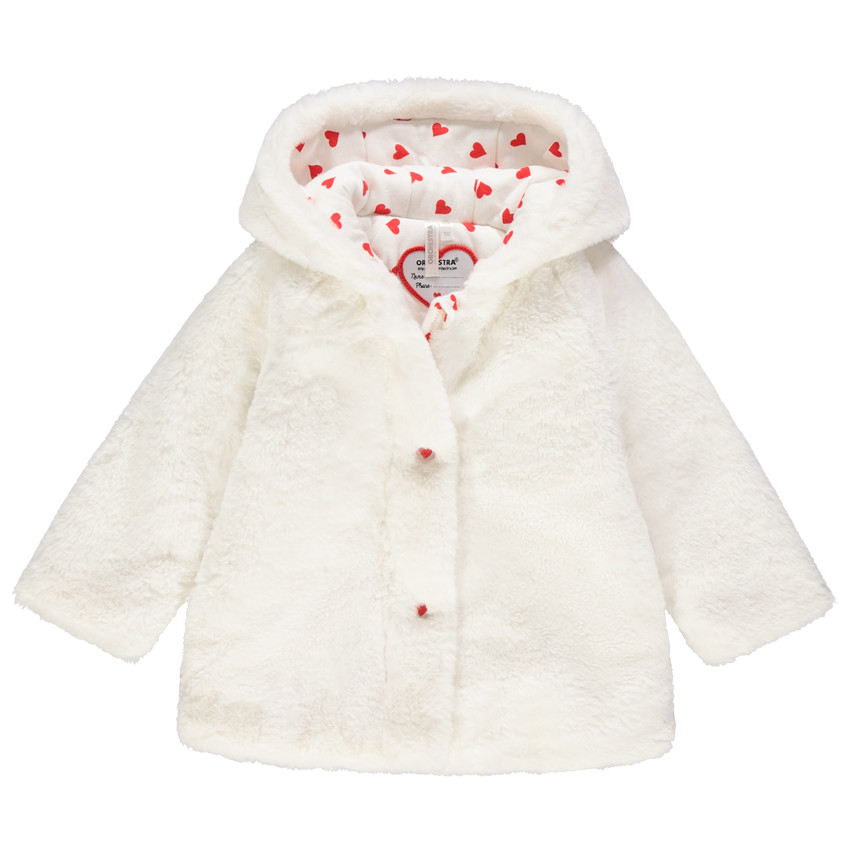 Parka à capuche en serpa doublée jersey imprimé coeurs 