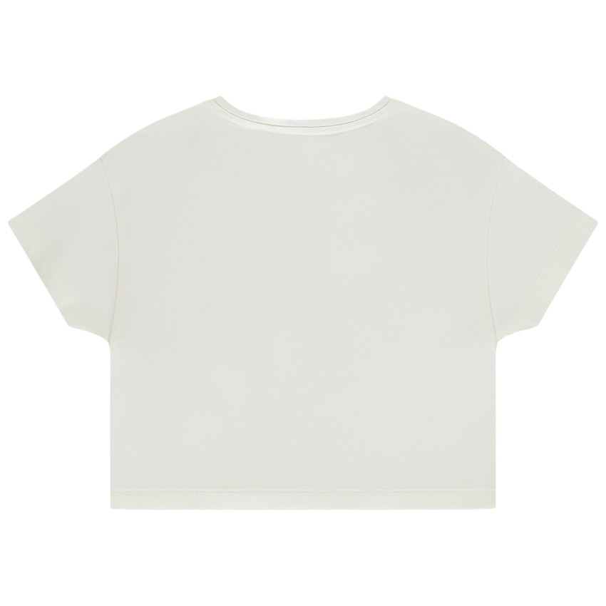Camiseta manga corta con nudos y parches de rizo niña 