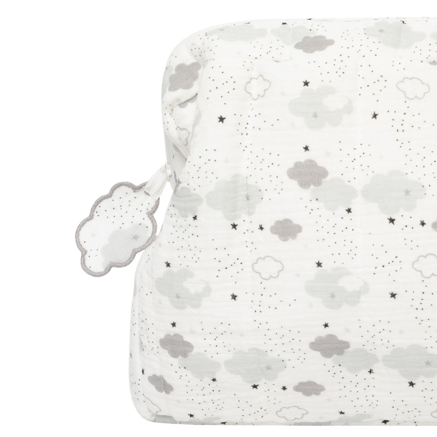 Trousse de toilette en coton imprimé nuages Main Trousse de toilette en coton imprimé nuages