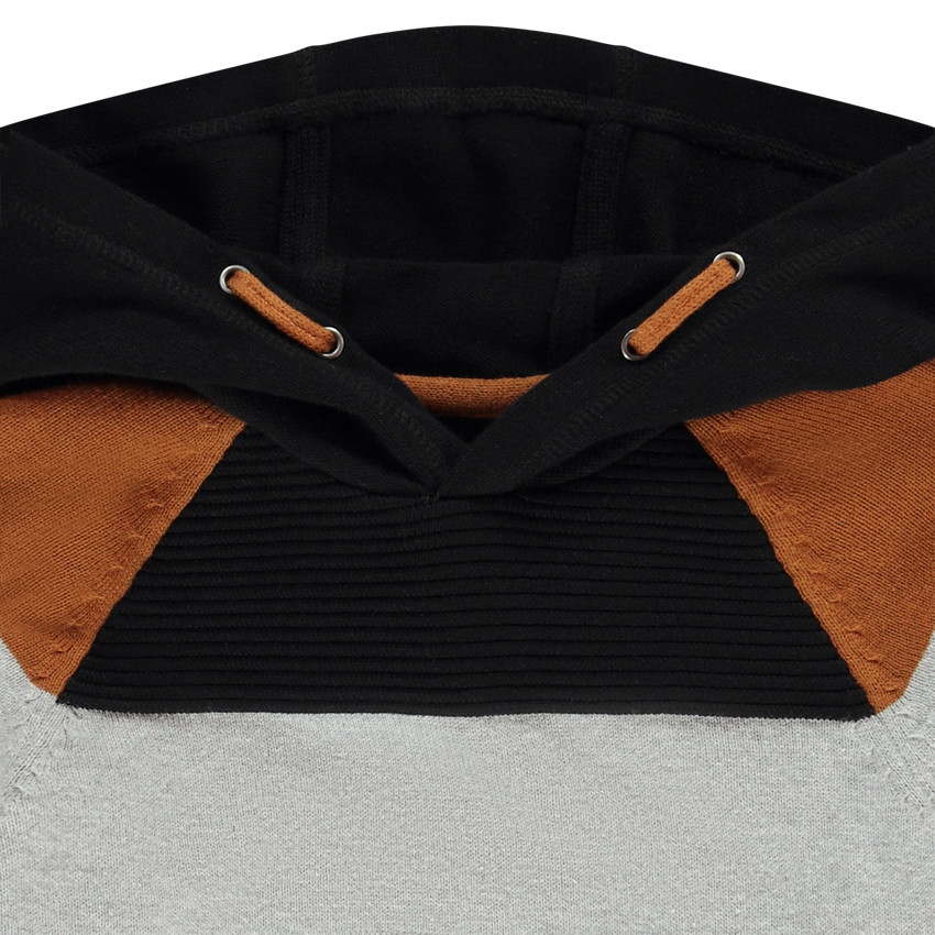 Pull color block à capuche avec détails en maille ottomane pour garçon Main Pull color block à capuche avec détails en maille ottomane pour garçon