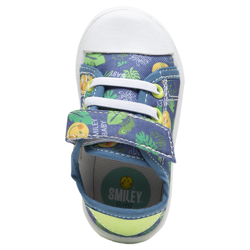 Zapatillas bajas de tela con velcro y cordones con SMiley estampado all over 