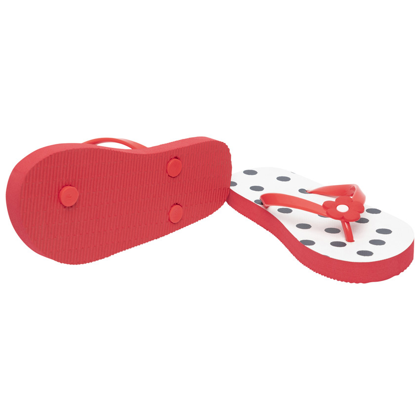 Tongs imprimé pois à badge fleur pour fille avec lanière selon l Tongs imprimé pois à badge fleur pour fille avec lanière selon l