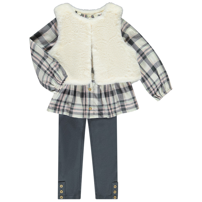 Conjunto de túnica con gilet y leggings para bebé niña 