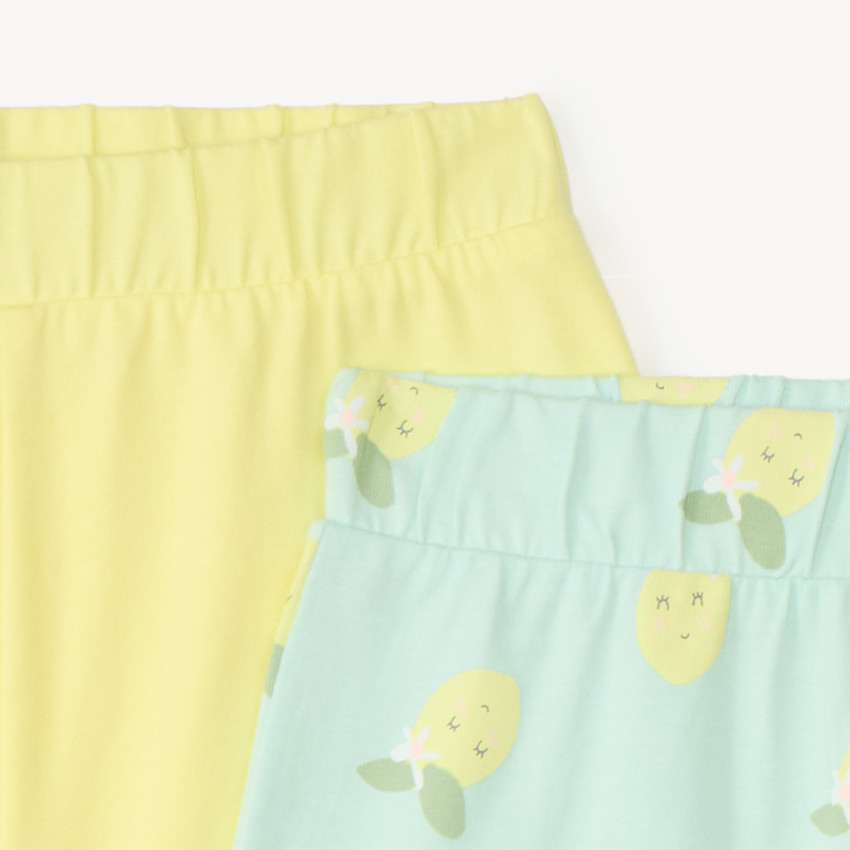 Lote de 2 pantalones cortos de jersey en colores sólidos y estampados para bebé niña 