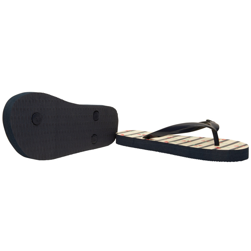 Chanclas rayadas con parche de cerezas para niña con tira ajustable según la edad 