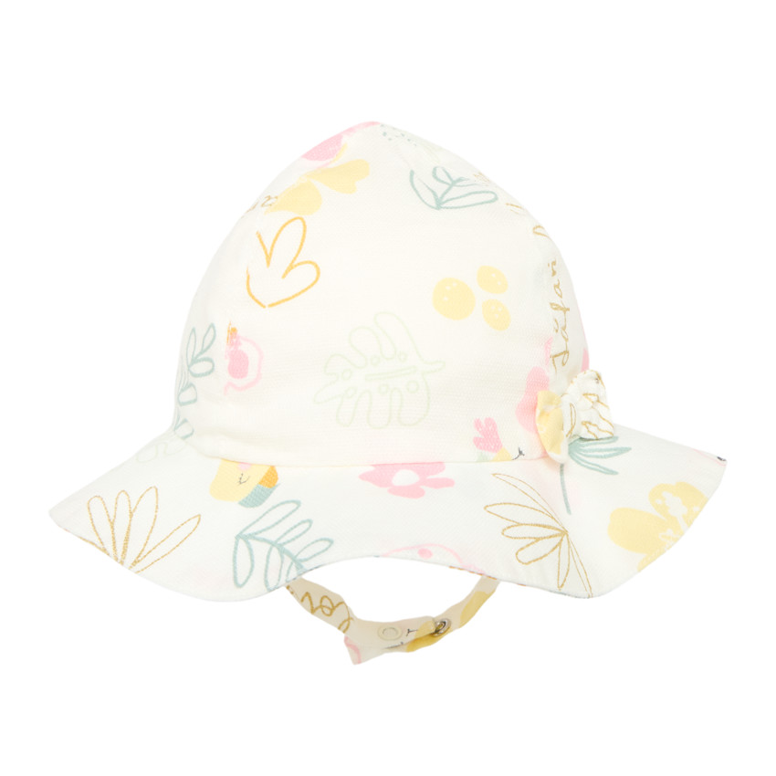 Gorra de tul impresa con lazos a presión para niña. 