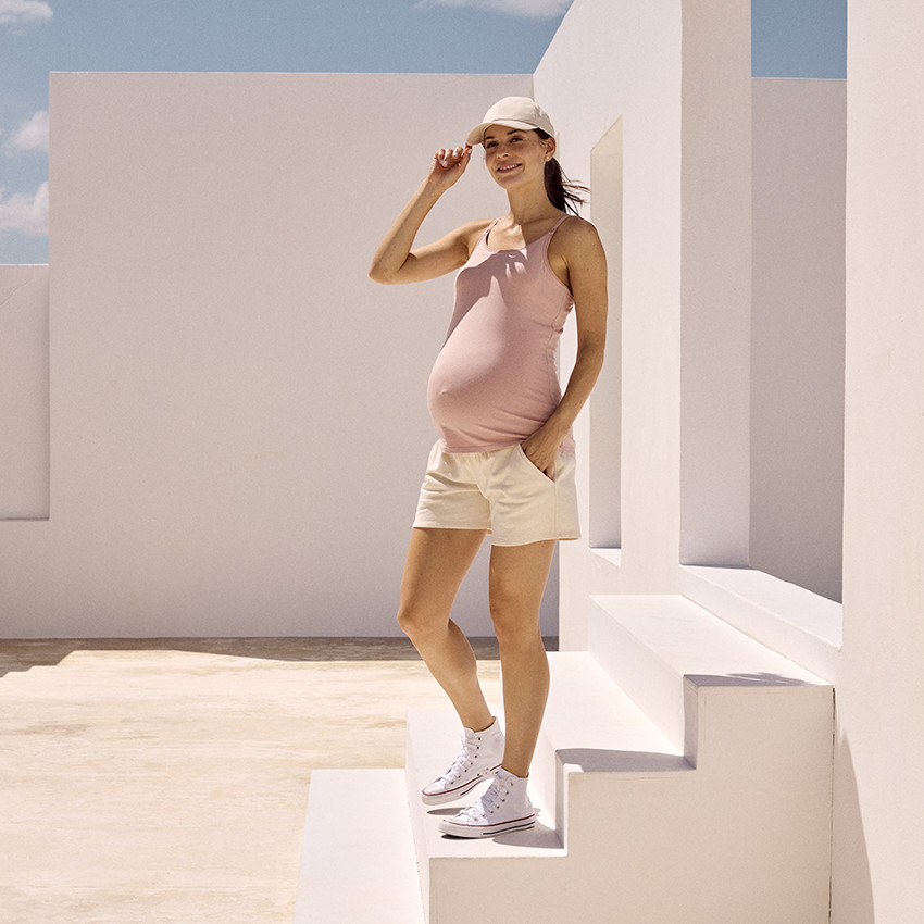 Short de felpa lisa con efecto smock para mujer 