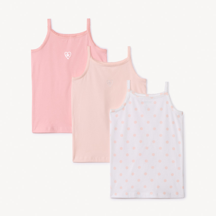Lote de 3 camisetas interiores tipo tirantes fantasía para niña 