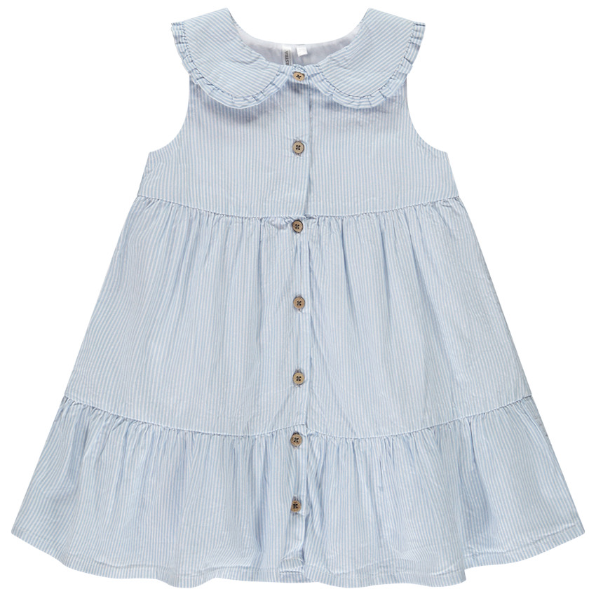 Vestido sin mangas a rayas con cuello claudine para bebé niña 