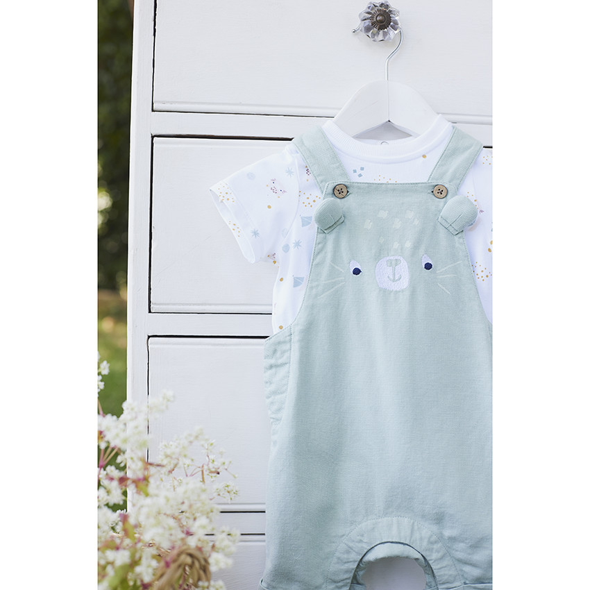 Ensemble 2 pièces avec salopette courte pour bébé garçon 