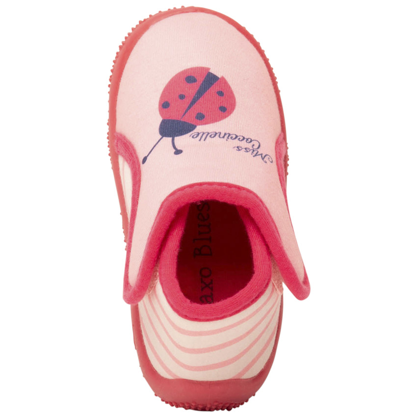 Patucos tipo bota con estampado de mariquita y cierre de velcro para bebé niña 