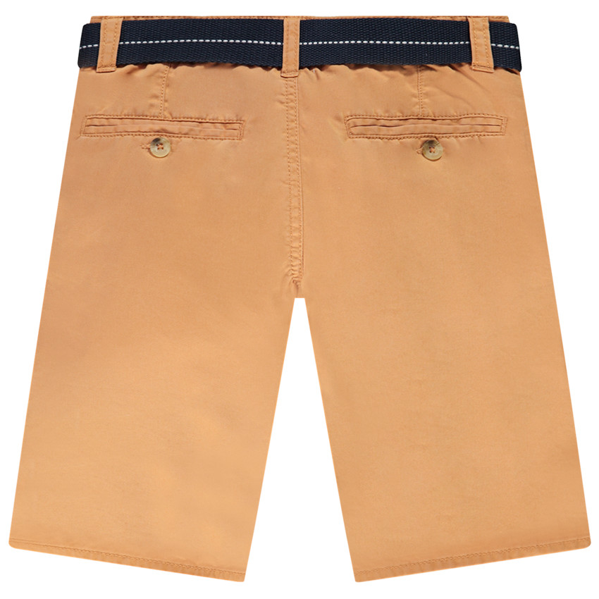 Bermudas lisas de sarga con cinturón para niño 