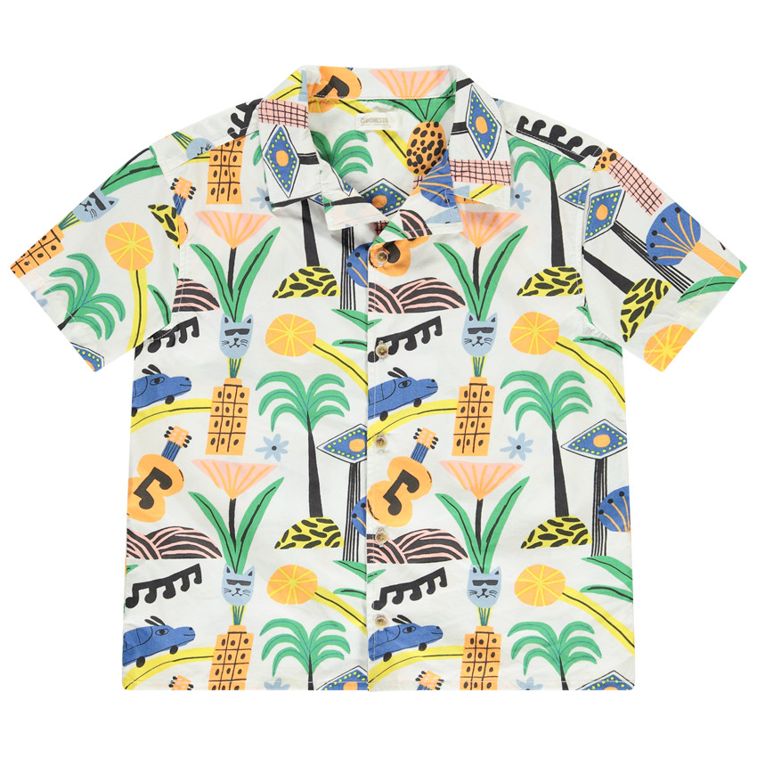 Camisa de manga corta con estampado fantasía para niño 