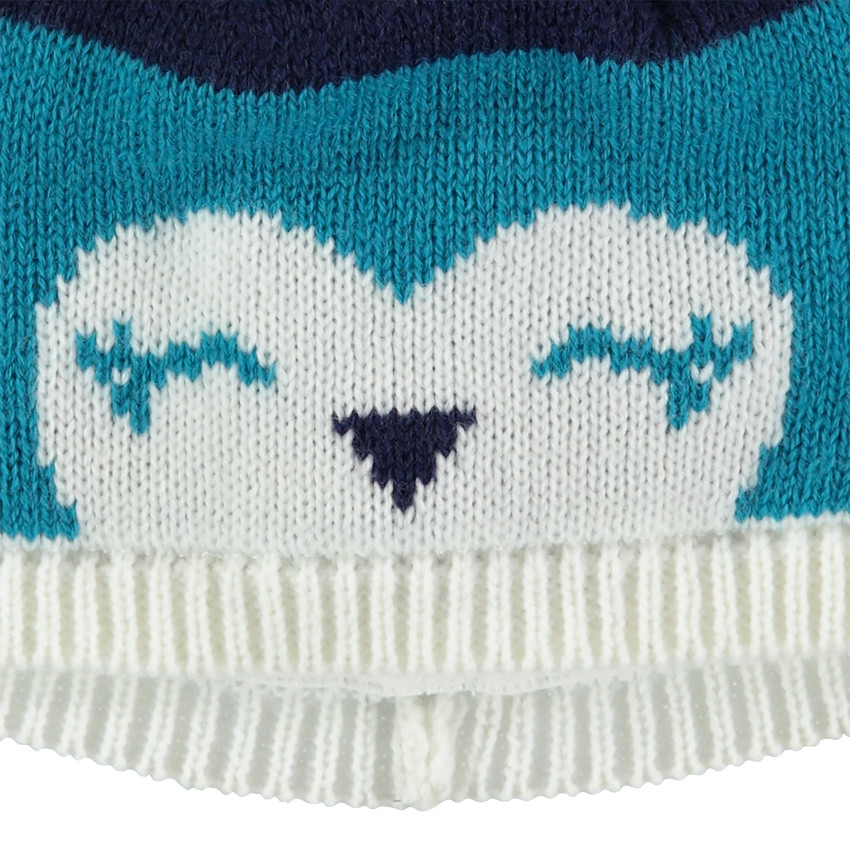 Gorro de punto con dibujo de animal con pompón 