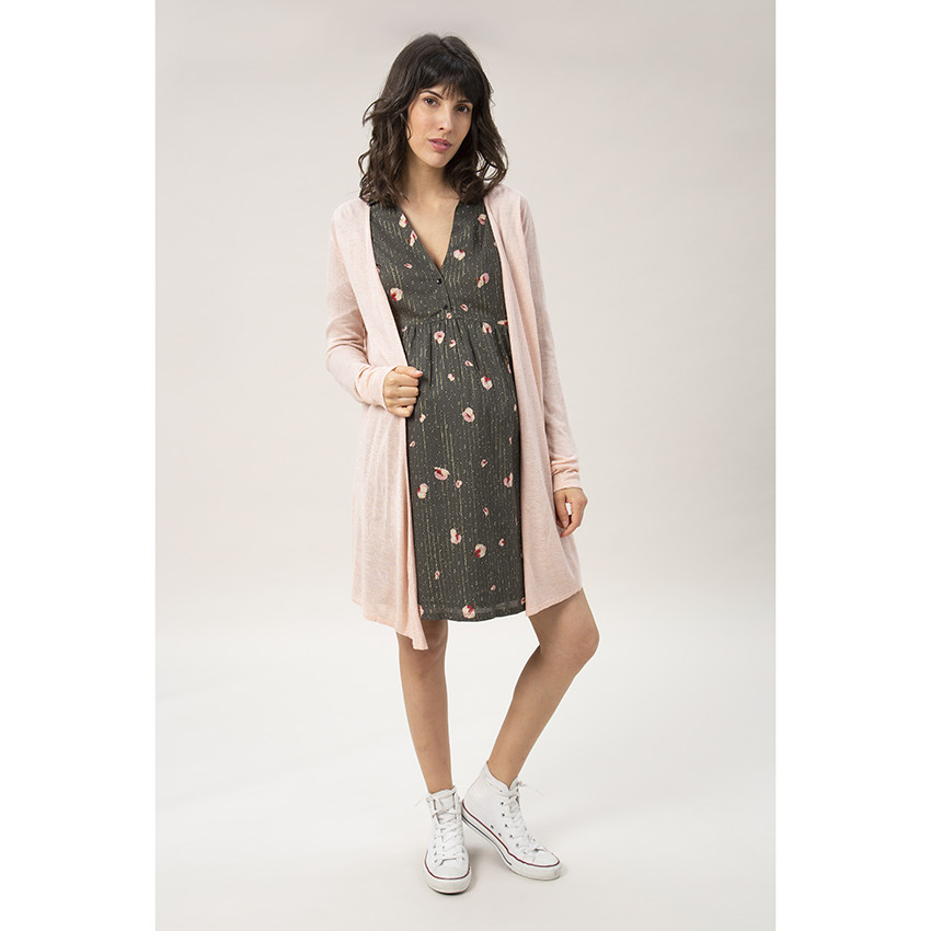 Chaqueta de de embarazo larga en mailla mezclada con hila brillante  Additional Chaqueta de de embarazo larga en mailla mezclada con hila brillante