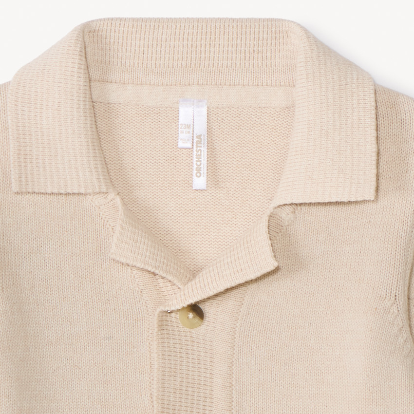 Chaqueta de punto de manga larga con cuello de solapa para bebé niño 
