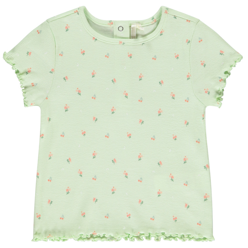 Camiseta de manga corta acanalada con estampado de flores para niña bebé  Additional Camiseta de manga corta acanalada con estampado de flores para niña bebé