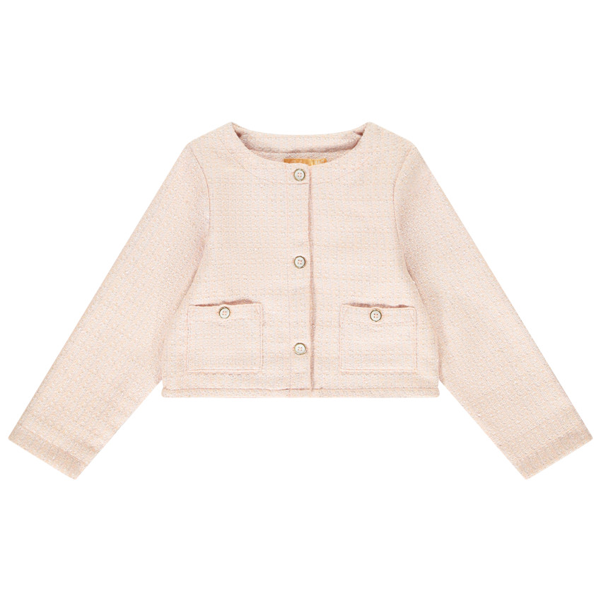 Chaqueta de punto jacquard brillante para niña 