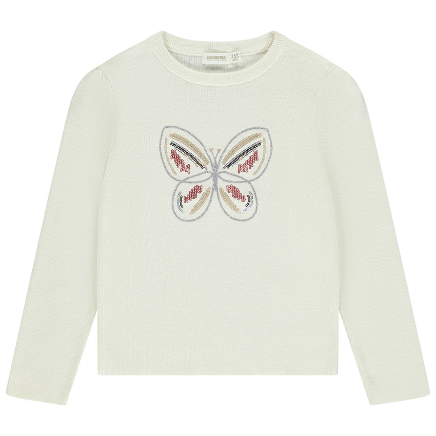 Jersey de punto acanalado con mariposa brillante para niña  Additional Jersey de punto acanalado con mariposa brillante para niña