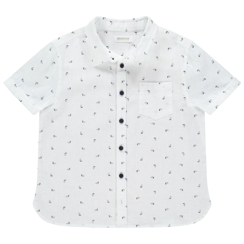 Chemise manches courtes imprimée bateaux all-over 