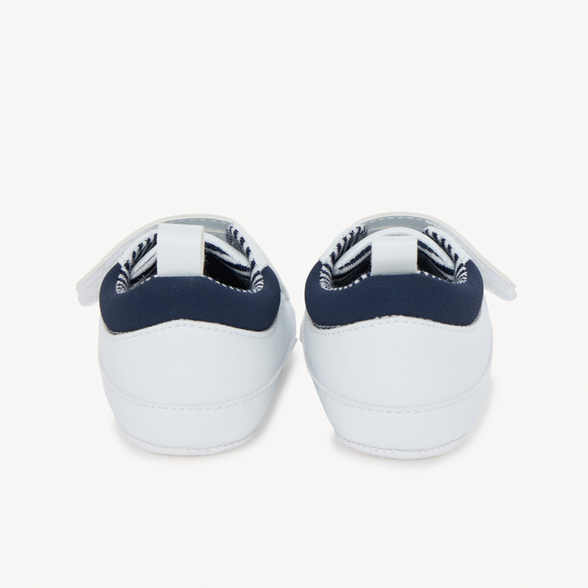 Zapatillas bajas suaves con velcro y forro a rayas para bebé niño 