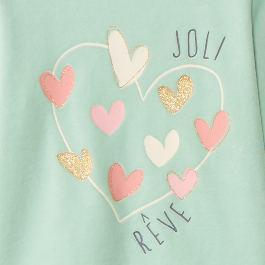 Conjunto de pijama de 2 piezas en terciopelo con corazones fantasía niña 