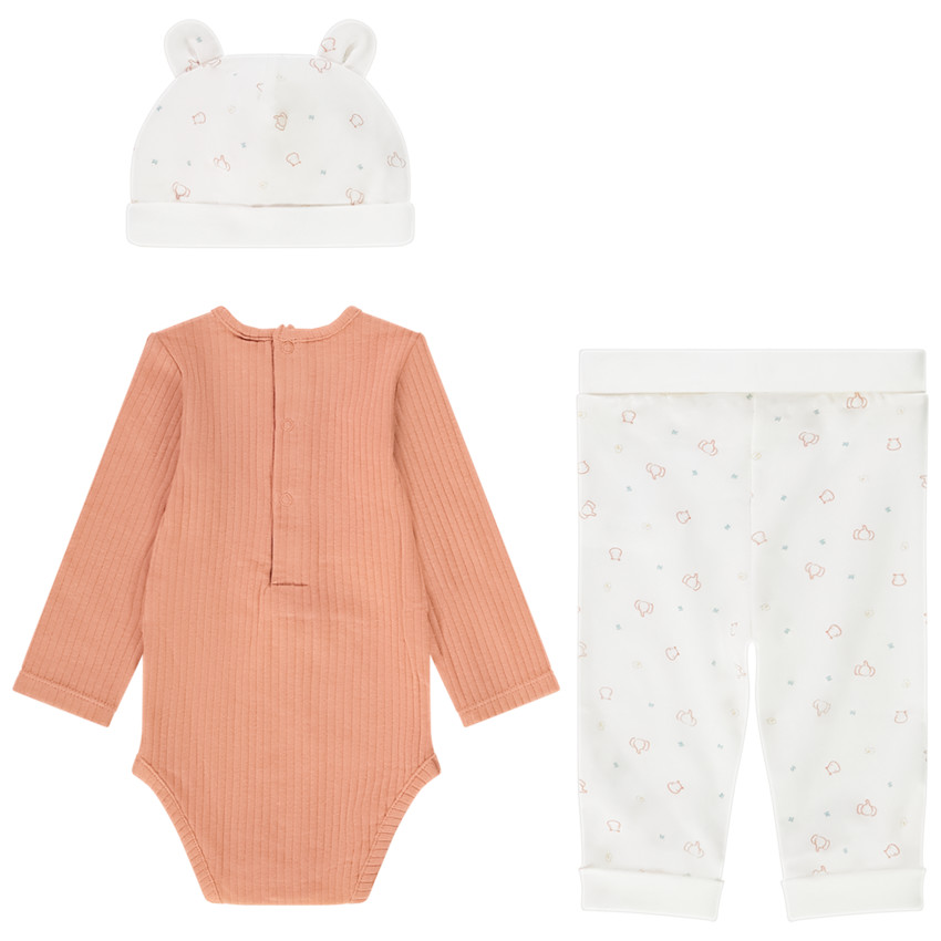 Conjunto 3 piezas estampado hipopótamos para bebé 