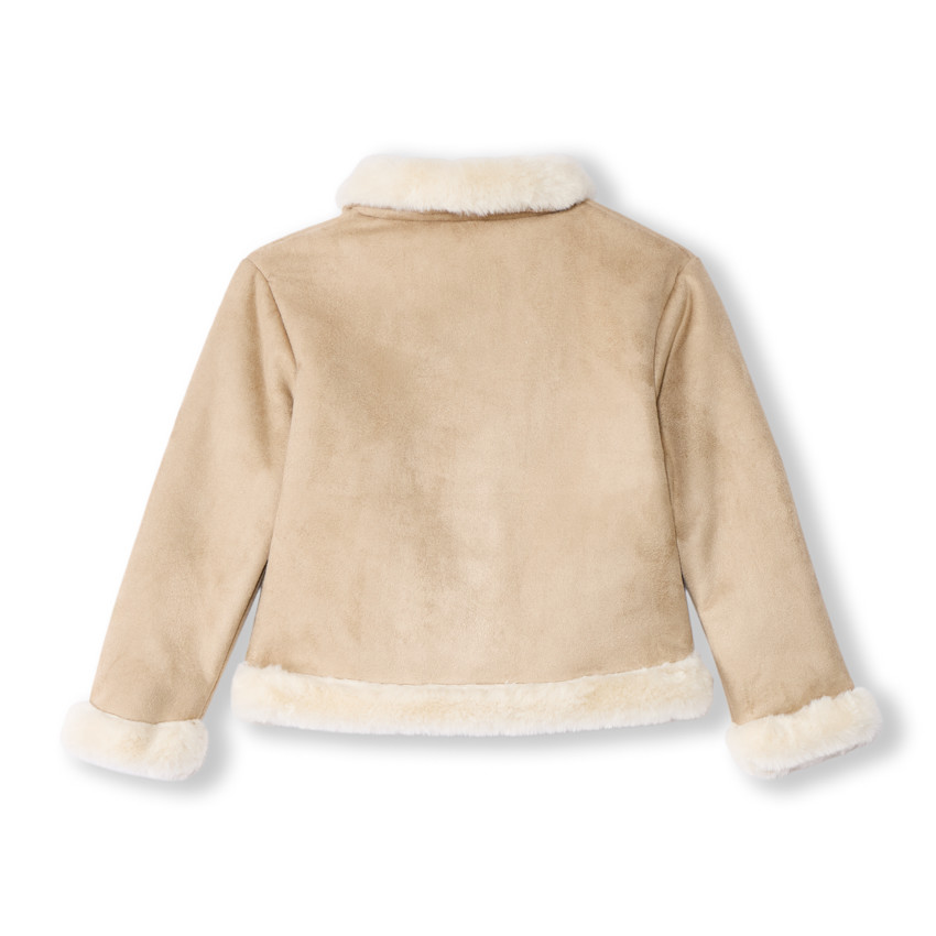 Chaqueta bicolor de ante sintético con respaldo de pelo sintético niña 