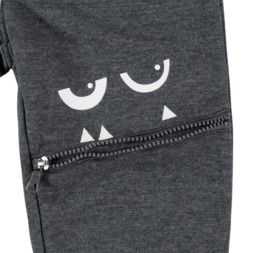 Jogging en molleton bicolore à monstres printés 