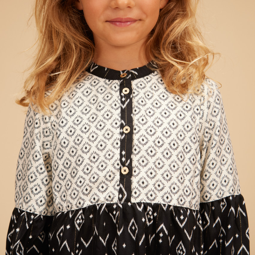 Robe de niña de manga larga con estampado ikat  Additional Robe de niña de manga larga con estampado ikat
