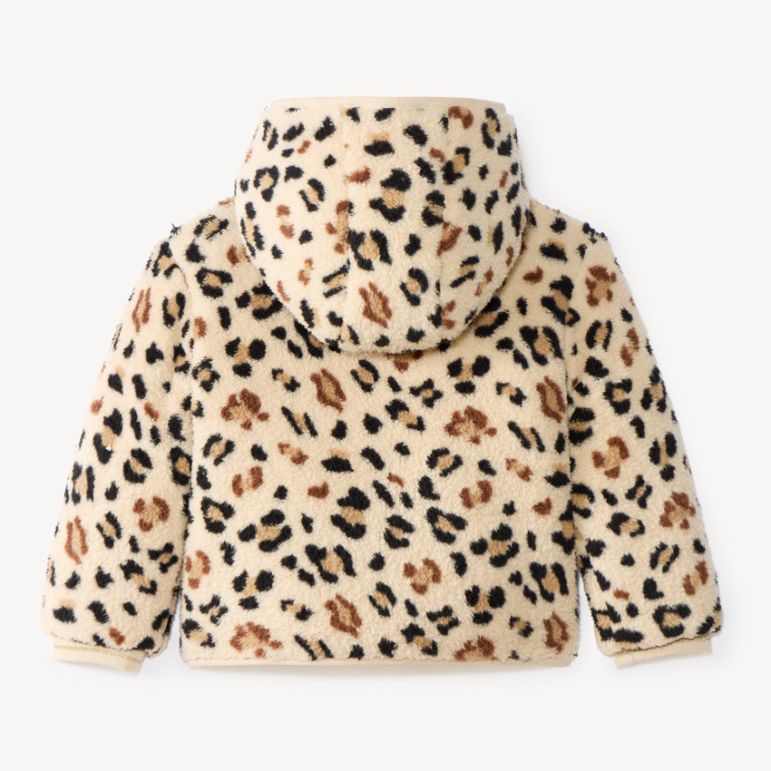 Chaqueta reversible de sherpa para niña con estampado de leopardo 