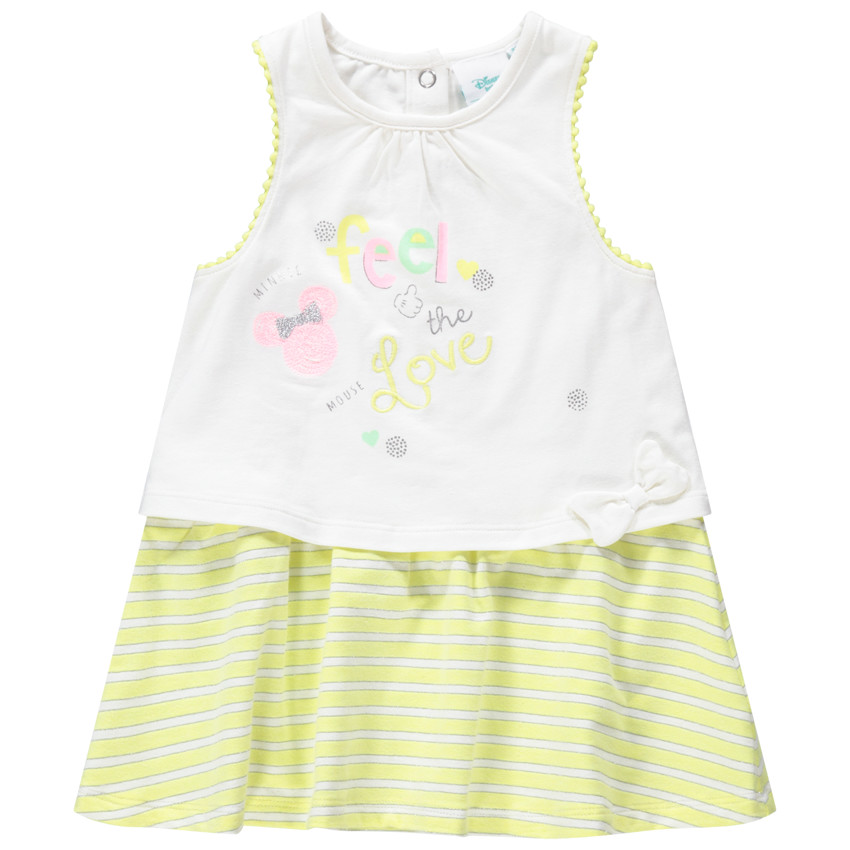 Vestido sin mangas con Minnie estampada ©Disney y brazo de rayas 
