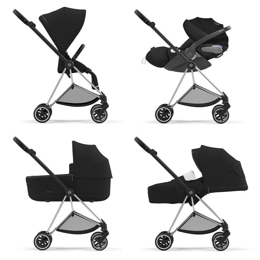 Chasis carrito Mios Cromado con detalles en negro 