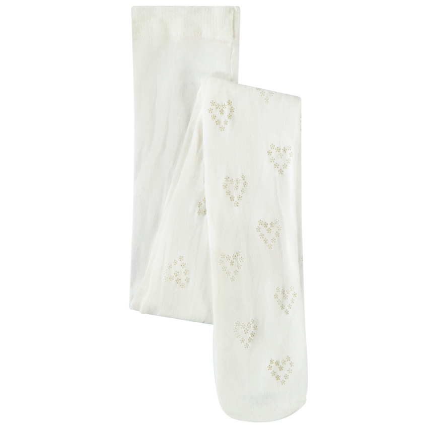 Pantalones de media finos con estampado de corazones brillantes para niña 