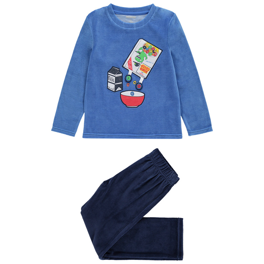 Pyjama en velours avec paquet de céréales printé 