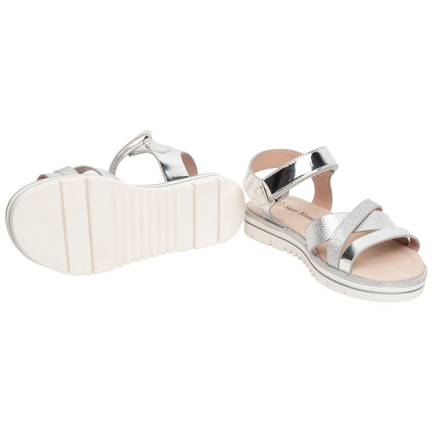 Sandales argentées à brides pour enfant fille 