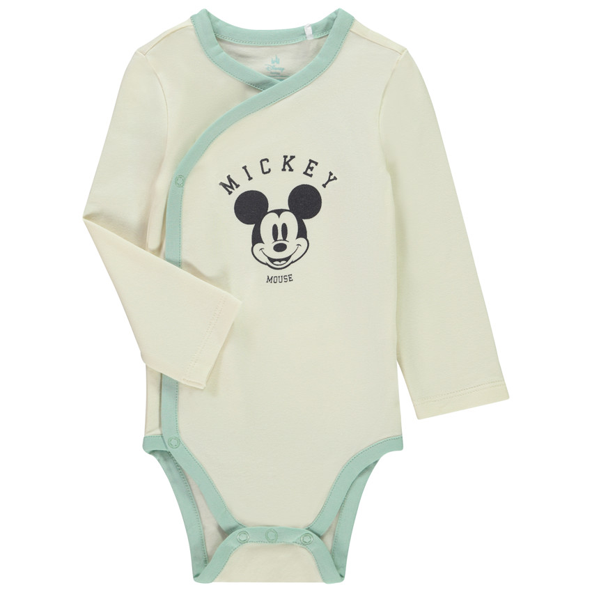 Pack de 3 bodies de manga larga Mickey Disney para bebé con diferentes aperturas según la edad. 