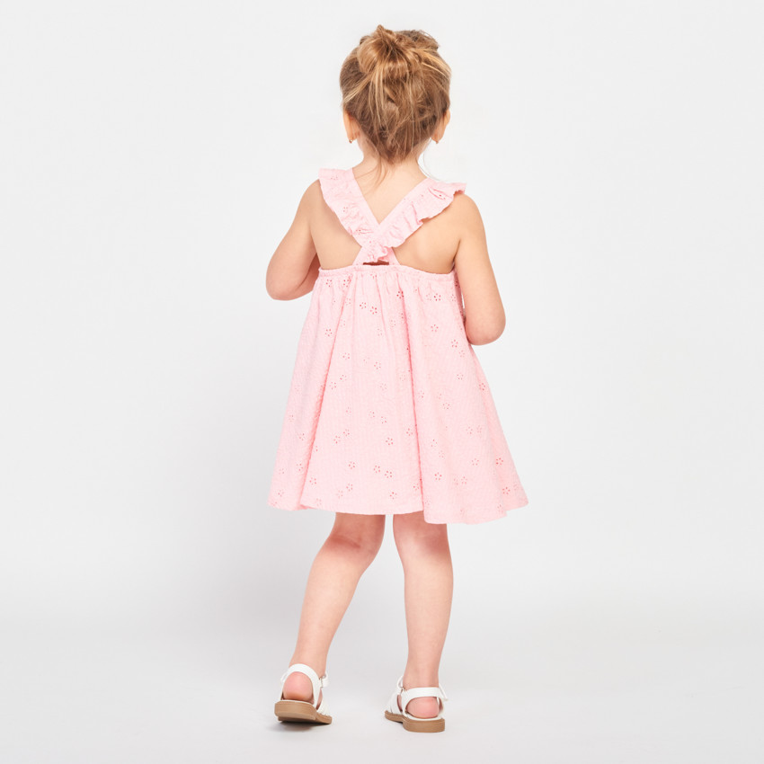Vestido de espalda cruzada en bordado inglés para niña bebé  Additional Vestido de espalda cruzada en bordado inglés para niña bebé