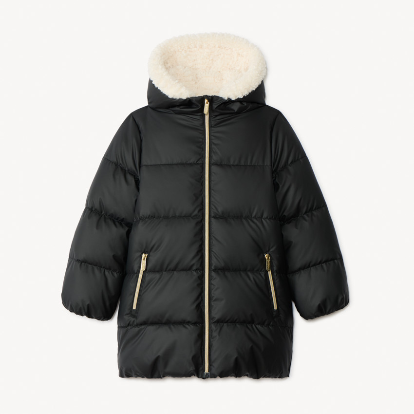 Anorak de tela con forro y flor acolchada para niña 