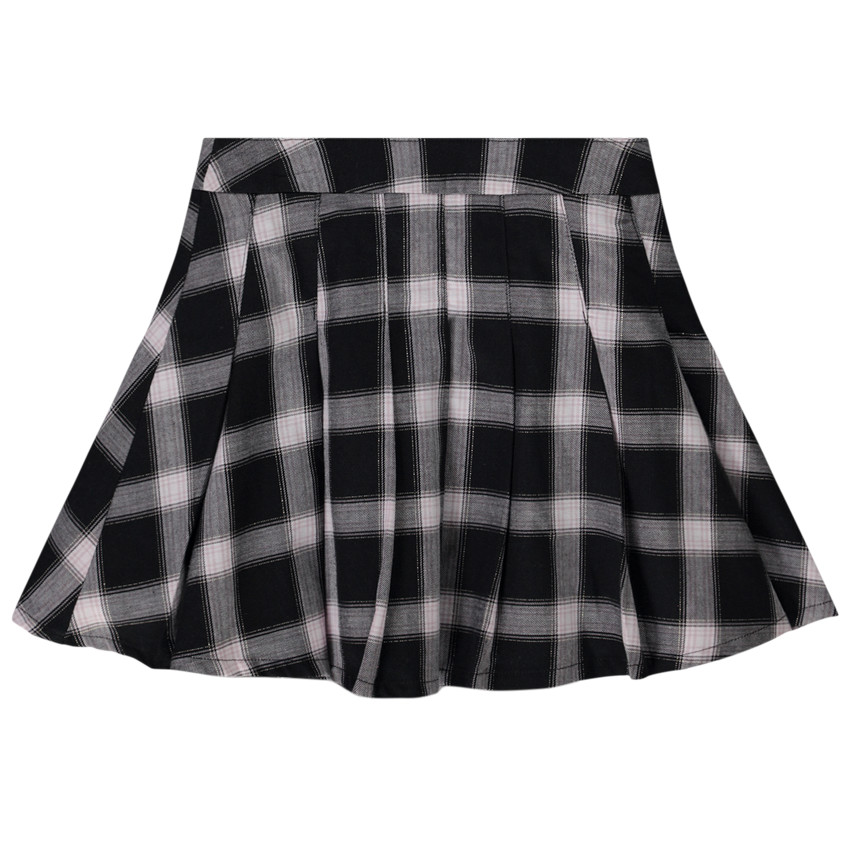 Falda a cuadros en lurex plateado para niña 