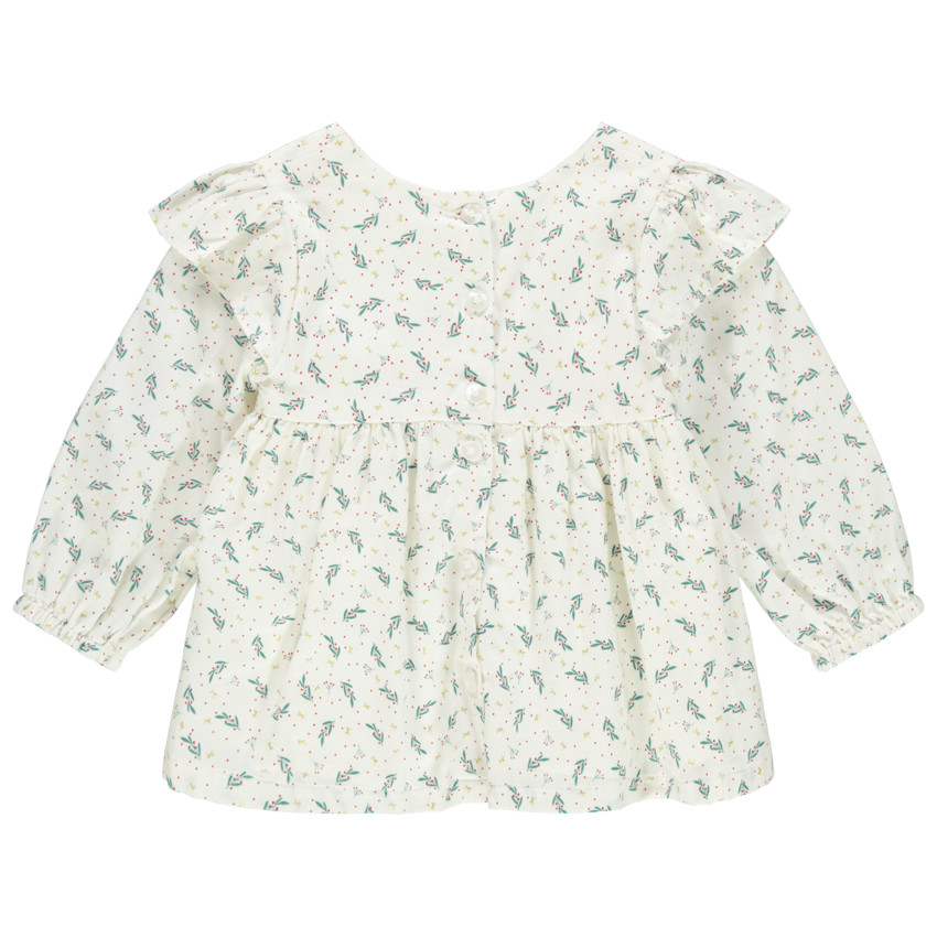 Tunique manches longues à imprimés all-over et biais doré 