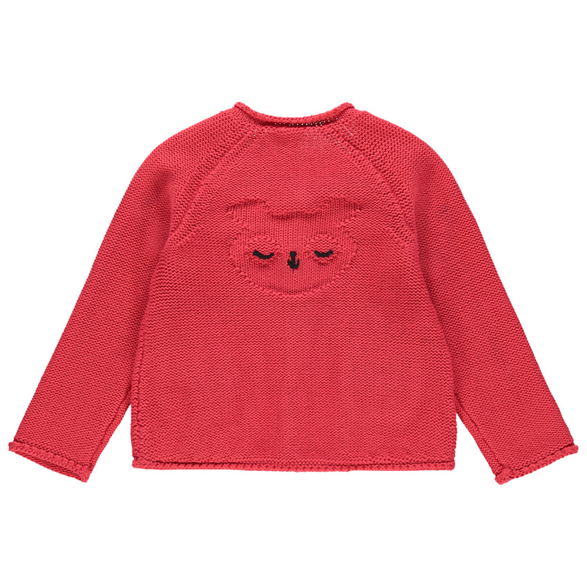 Gilet en tricot rose à poches pour bébé fille 