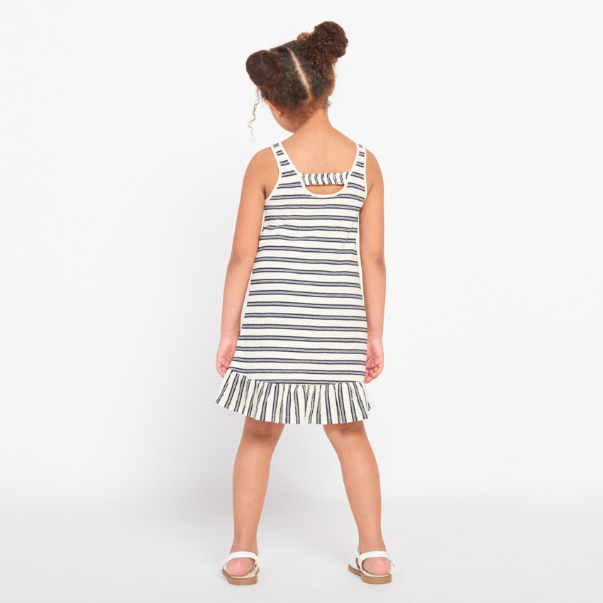 Vestido sin mangas a rayas con volante para niña 