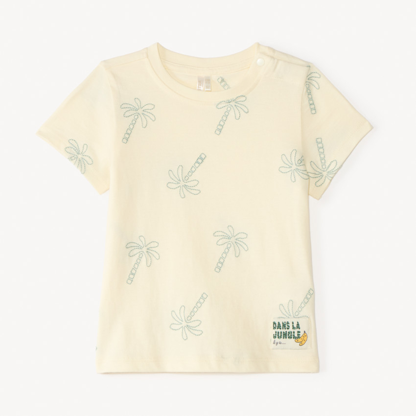 Camiseta de manga corta con bordado de palmeras para bebé niño 