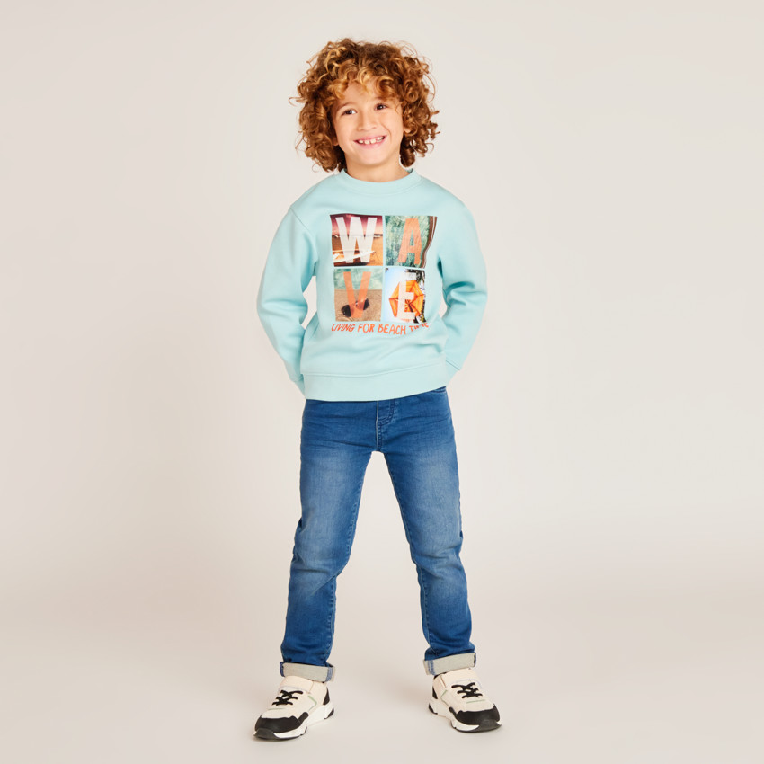 Sudadera de piqué con estampado decorativo para niño 