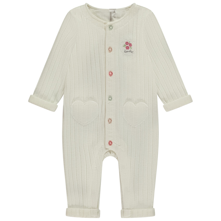 Mono largo de punto canalé con insignia bordada para bebé niña  Additional Mono largo de punto canalé con insignia bordada para bebé niña