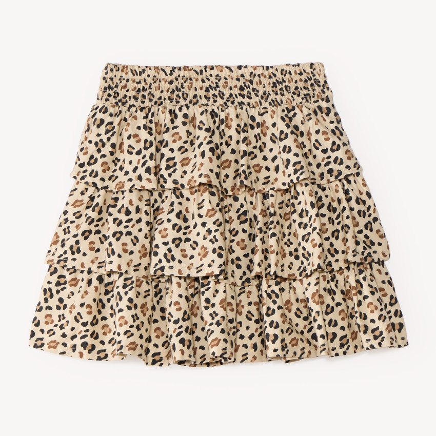 Falda de niña con volantes estampada de leopardo 