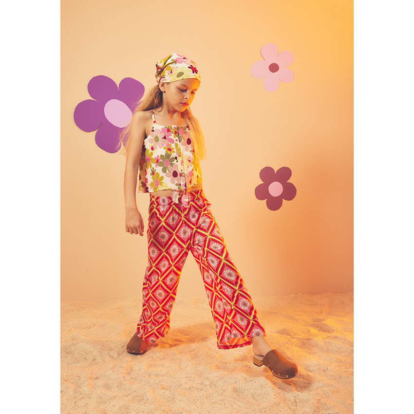 Bandana estampado flores retro para niña 